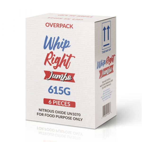 WhipRight Jumbo 615g Cream Chargers 1L Nang Tanks carton